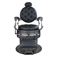 Antique Heavy Duty Luxury Black Barber Chair With Matt Grey Metal Frame - BC511