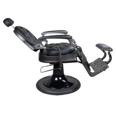 Antique Heavy Duty Luxury Black Barber Chair With Matt Grey Metal Frame - BC511