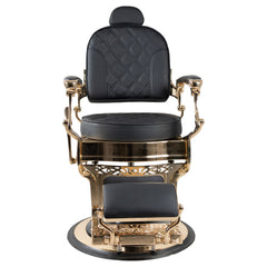 Antique Luxury High-Class Heavy-Duty Swivel Black & Gold Barber Chair - BC812