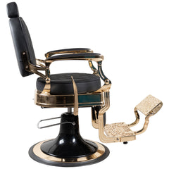 Antique Luxury High-Class Heavy-Duty Swivel Black & Gold Barber Chair - BC812