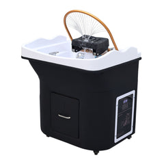 Japanese Style Scalp Head SPA Movable Shampoo Basin with Water Circulation Fumigation (Black)