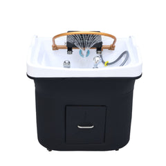 Japanese Style Scalp Head SPA Movable Shampoo Basin with Water Circulation Fumigation (Black)