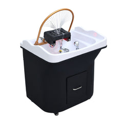 Japanese Style Scalp Head SPA Movable Shampoo Basin with Water Circulation Fumigation (Black)