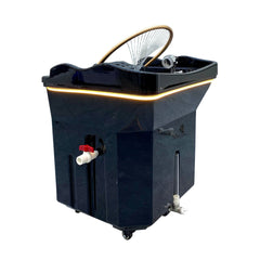 Black Japanese-Style Scalp SPA Movable Shampoo Basin – With Water Circulation, Steam Fumigation, Lighting, and Built-In Water Tank