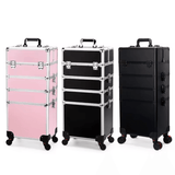 14" 4 In 1 Aluminum Rolling Makeup Trolley Case - 24K Maple Supply