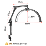 Adjustable Half Moon LED Lamp with Clamp for Beauty Professionals - Lashes, Facials, Manicures - 24K Maple Supply