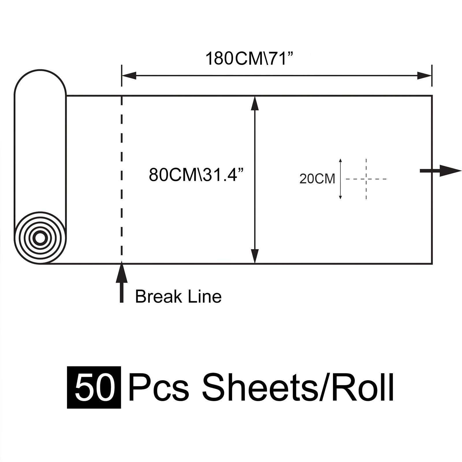 180x80cm Perforated Disposable Non-Woven Sheet Roll with Breath Hole - 50pc Set - 24K Maple Salon Supply