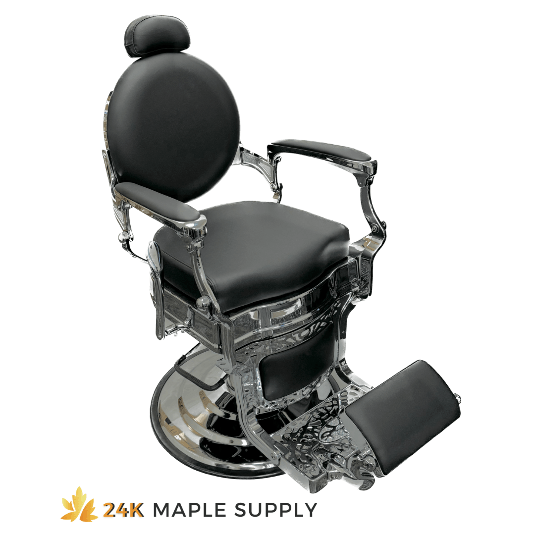 Richmond Premium Vintage Style Barber Chair -Silver - 24K Maple Supply