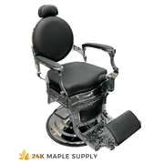 Richmond Premium Vintage Style Barber Chair -Silver - 24K Maple Supply