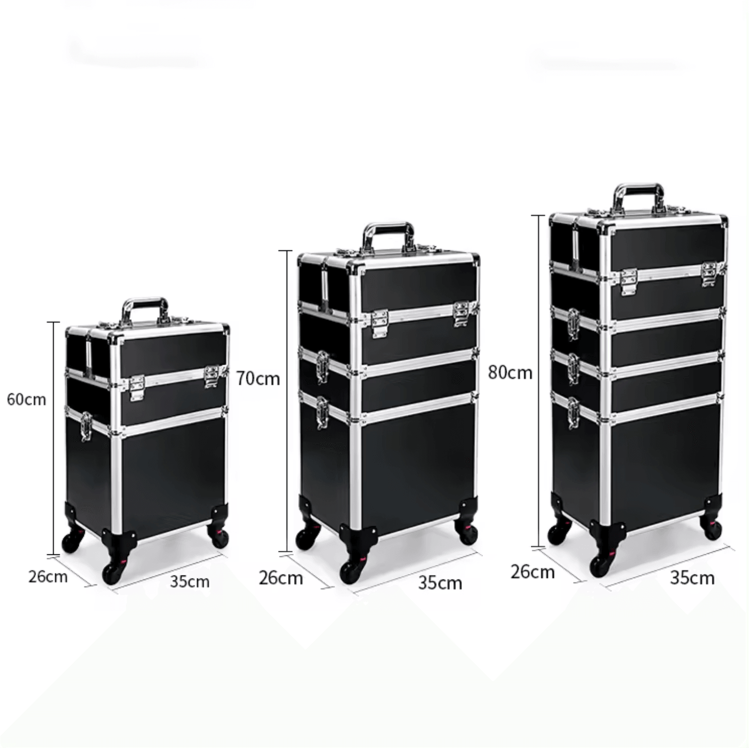 14" 4 In 1 Aluminum Rolling Makeup Trolley Case - 24K Maple Supply