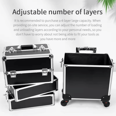 14" 4 In 1 Aluminum Rolling Makeup Trolley Case - 24K Maple Supply