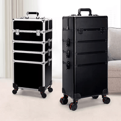 14" 4 In 1 Aluminum Rolling Makeup Trolley Case - 24K Maple Supply