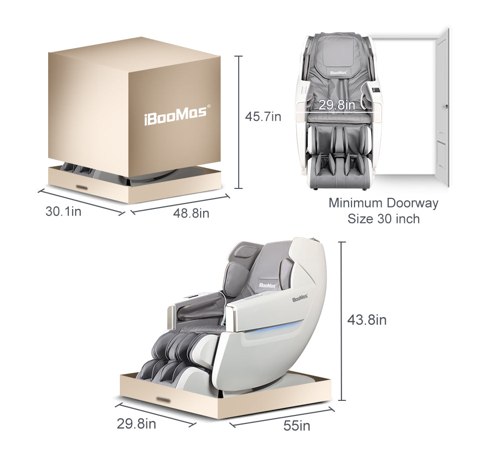 R8606-Grey AI & APP Control Zero-G Massage Chair with Gilded Gold Design iBooMas