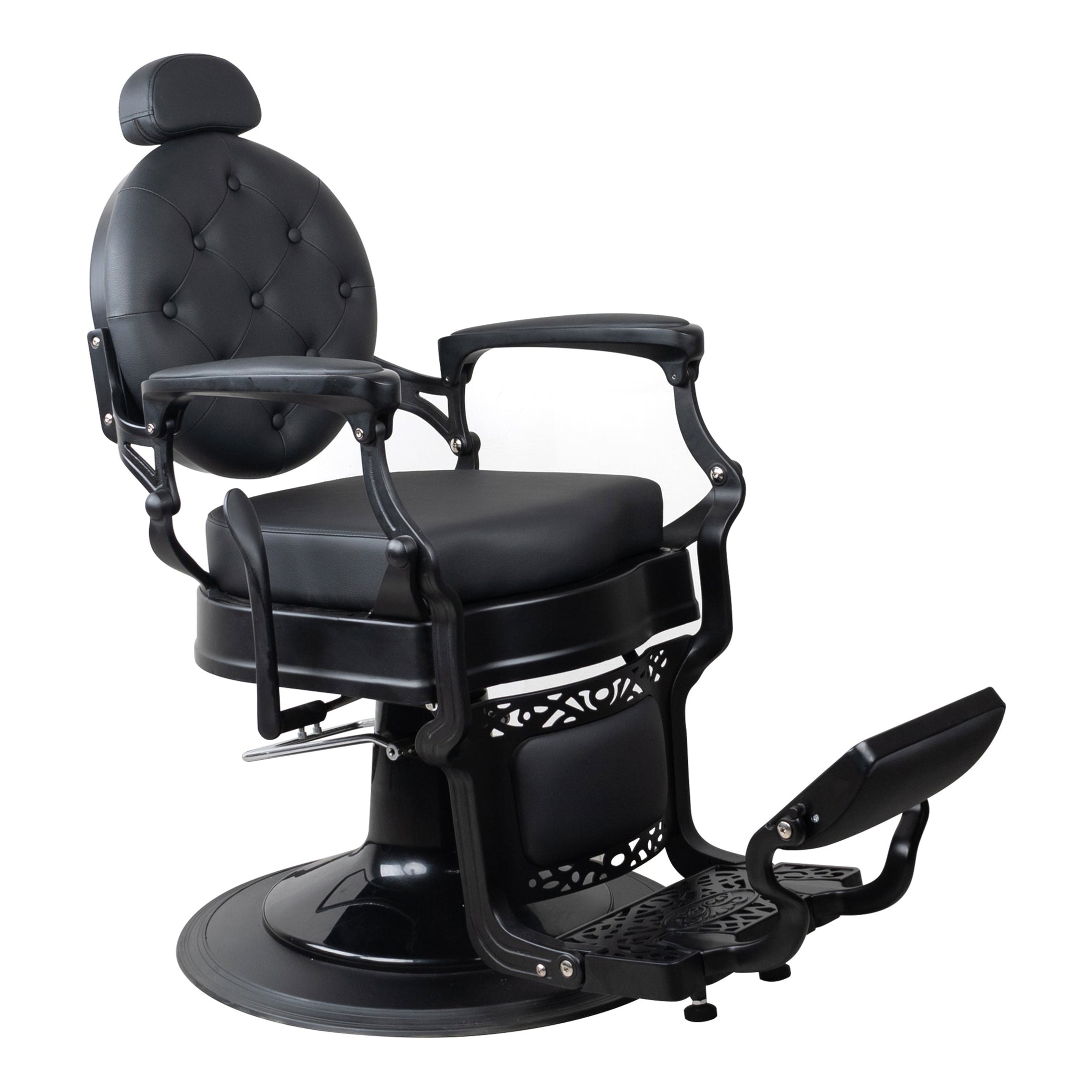 Antique Heavy Duty Luxury Black Barber Chair With Matt Black Metal Frame - BC921
