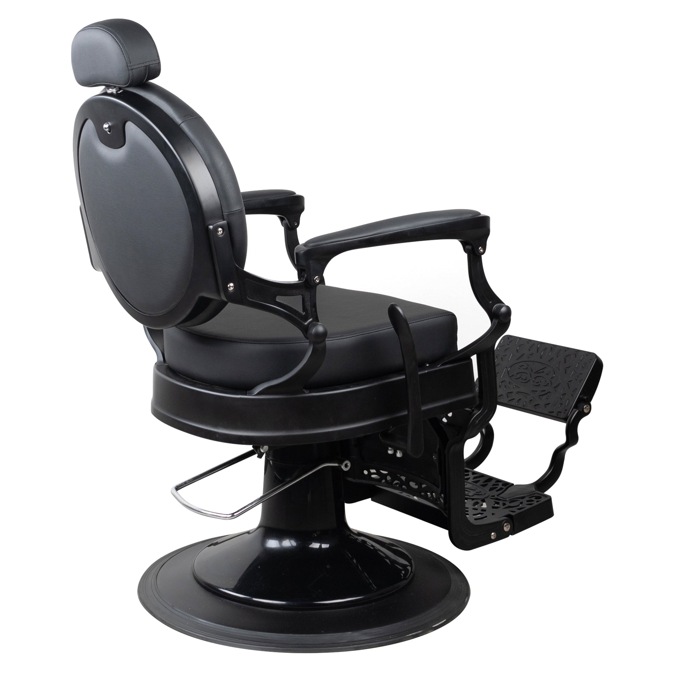 Antique Heavy Duty Luxury Black Barber Chair With Matt Black Metal Frame - BC921