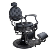 Antique Heavy Duty Luxury Black Barber Chair With Matt Grey Metal Frame - BC511