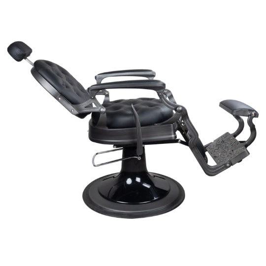Antique Heavy Duty Luxury Black Barber Chair With Matt Grey Metal Frame - BC511