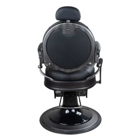 Antique Heavy Duty Luxury Black Barber Chair With Matt Grey Metal Frame - BC511