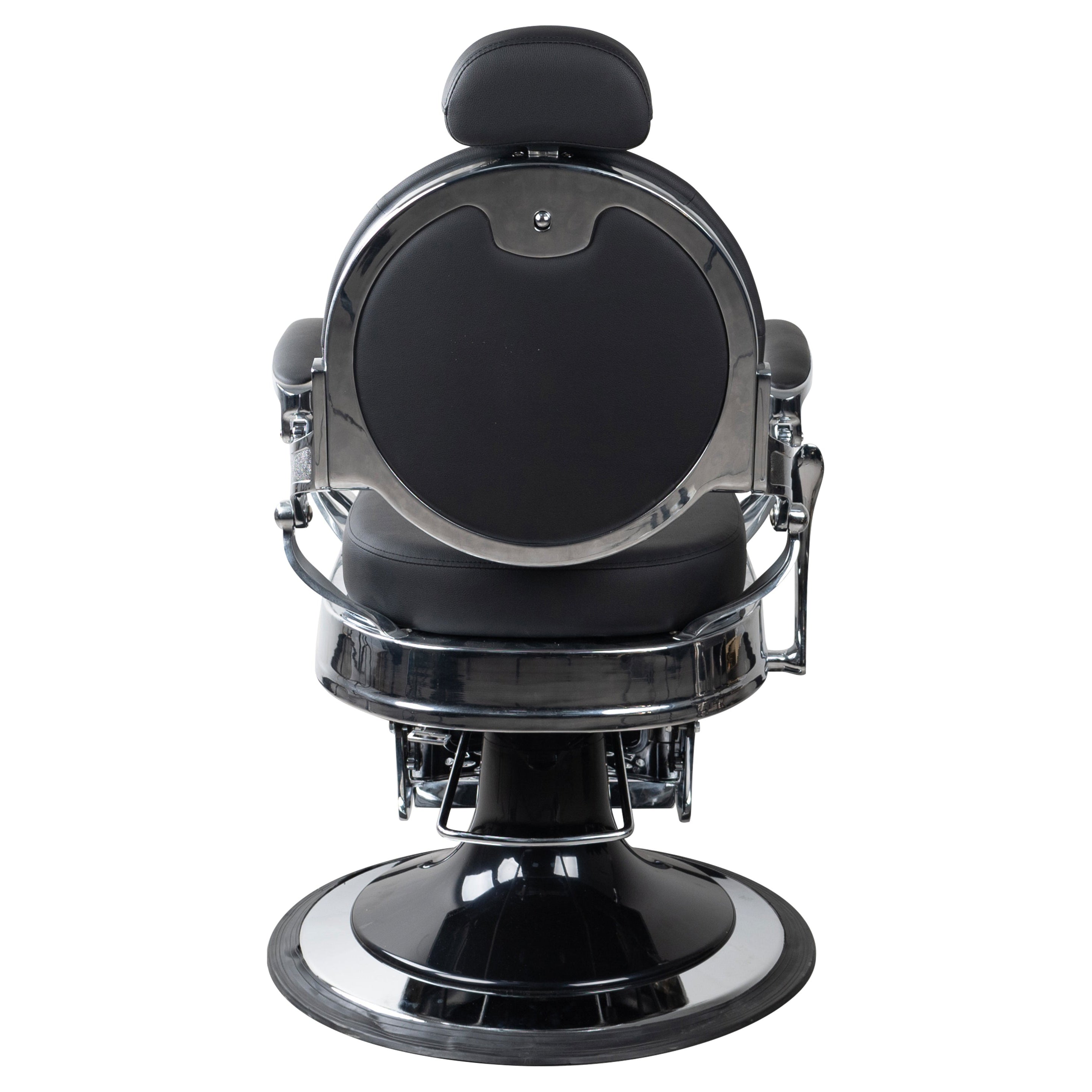 Antique Heavy Duty Luxury Black Barber Chair With Silver Chrome Frame - BC501