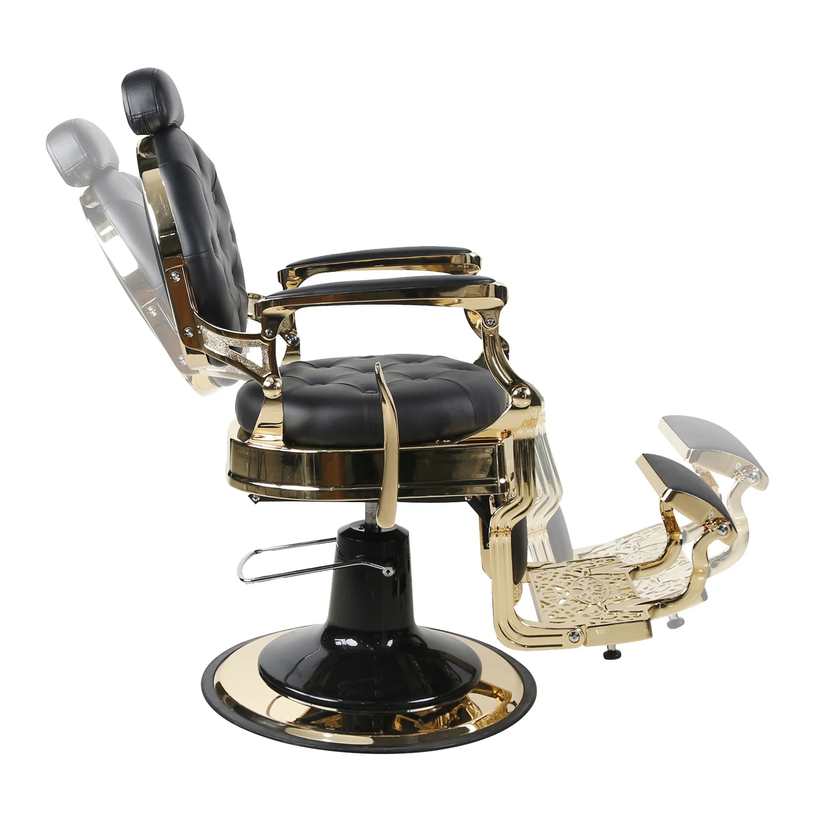 Antique Heavy Duty Luxury Black & Gold Barber Chair - BC951