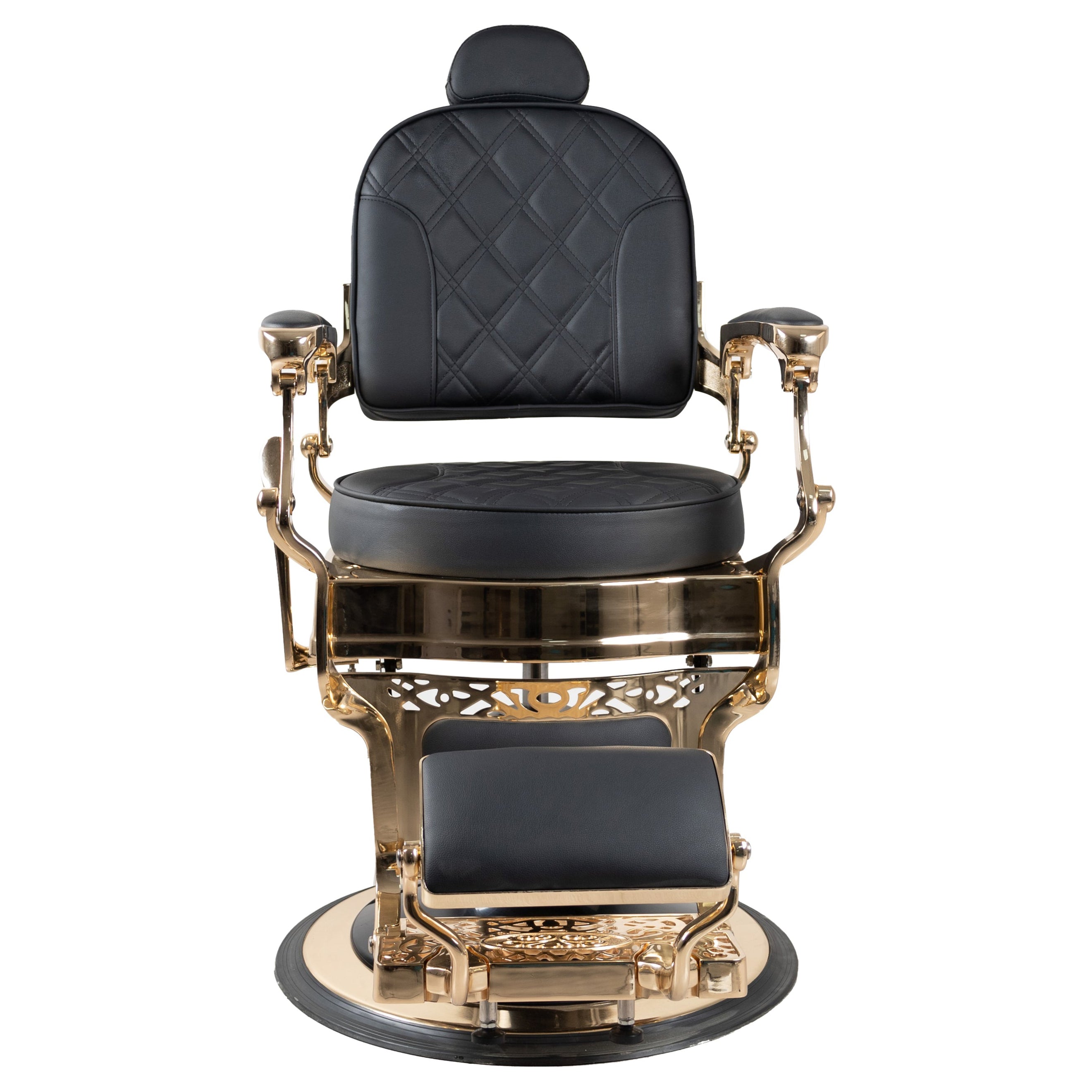 Antique Luxury High-Class Heavy-Duty Swivel Black & Gold Barber Chair - BC812