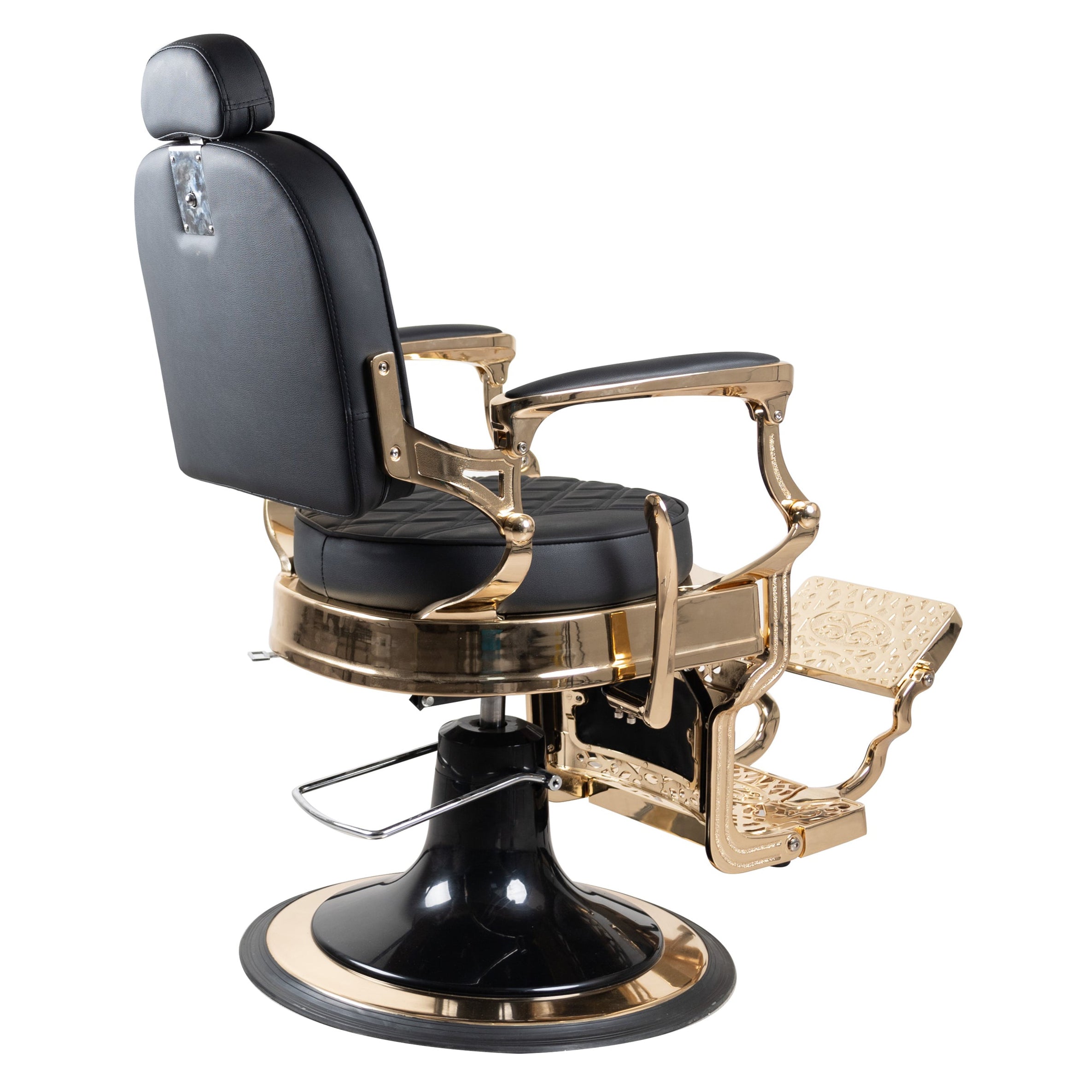 Antique Luxury High-Class Heavy-Duty Swivel Black & Gold Barber Chair - BC812