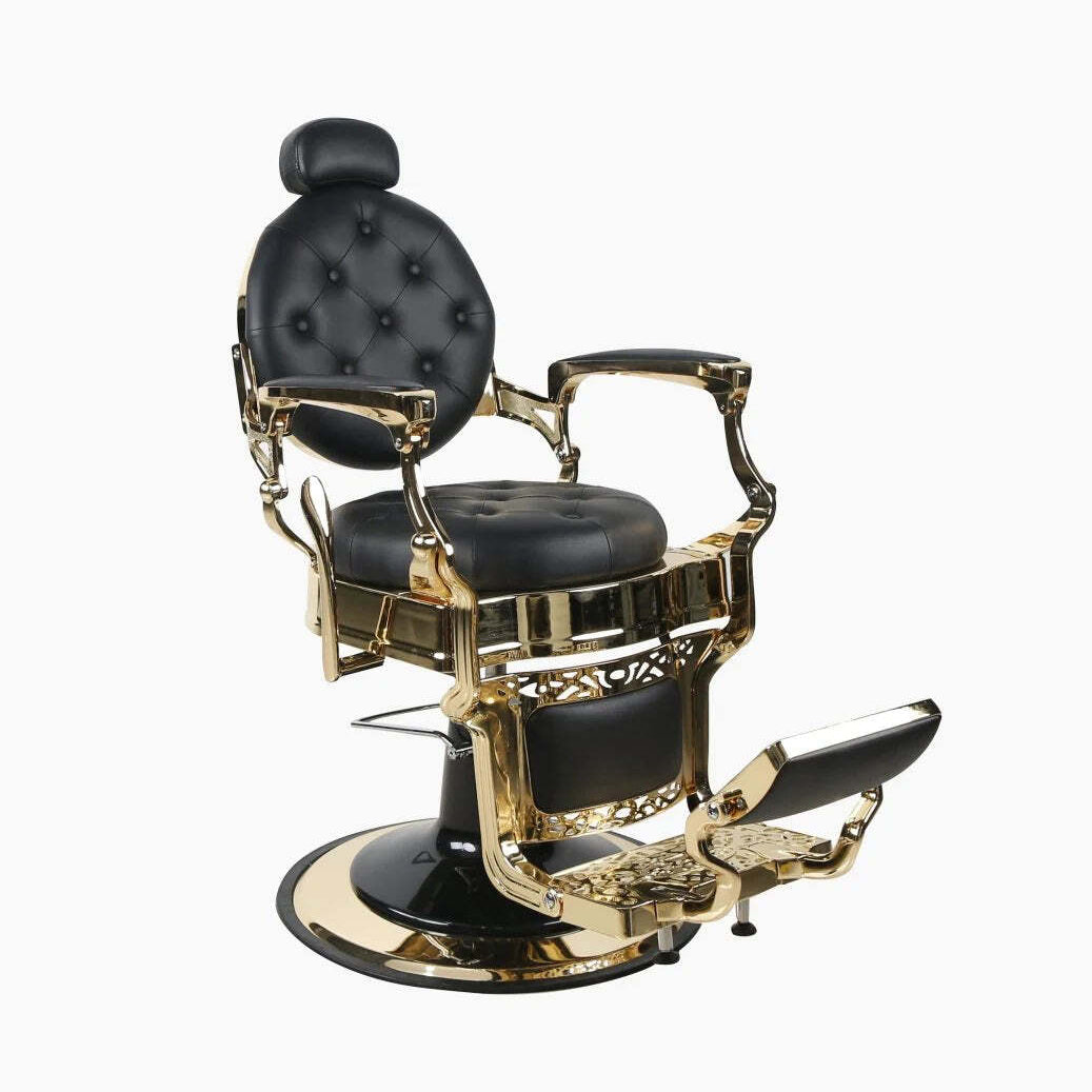 Antique Heavy Duty Luxury Black & Gold Barber Chair - BC951