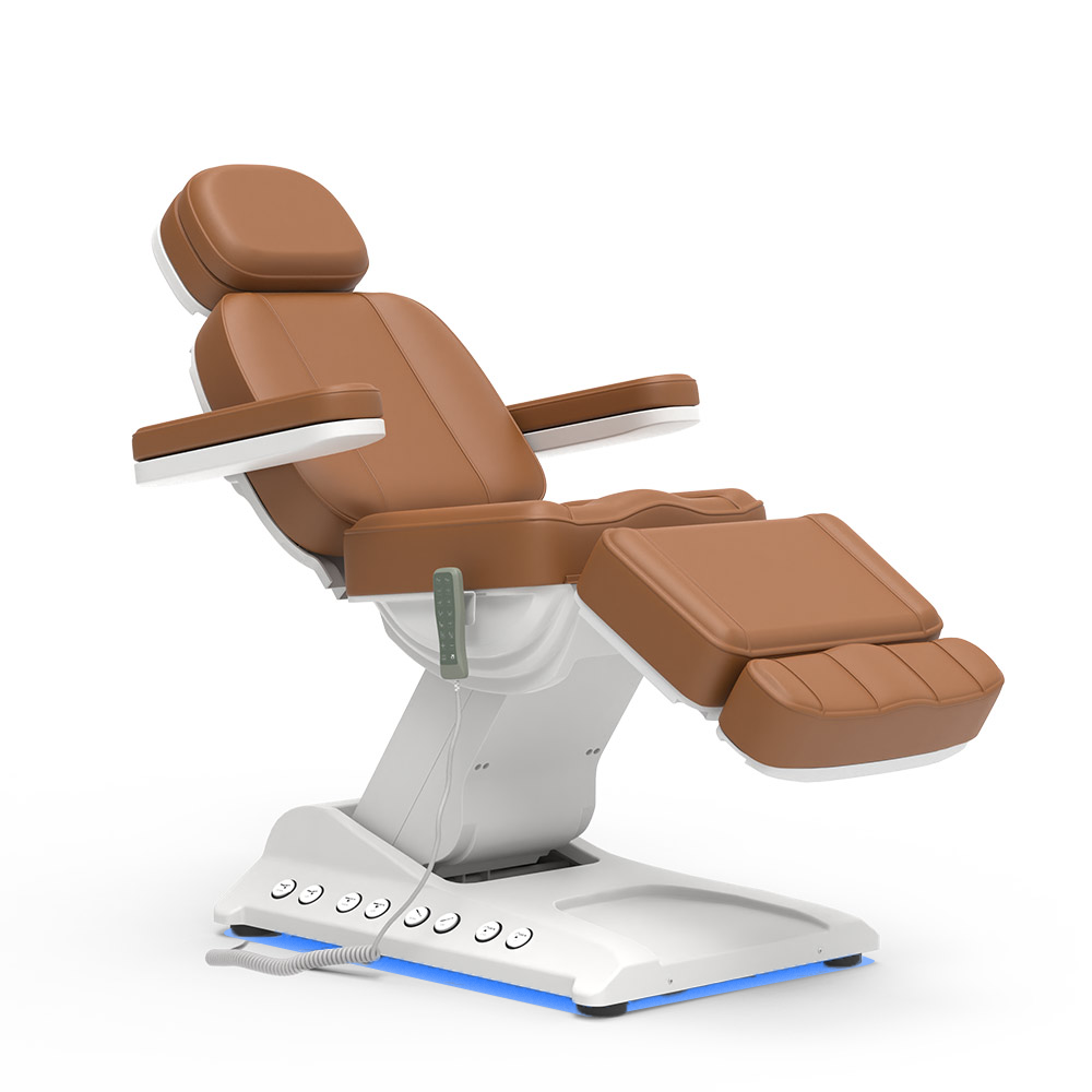 Brown and white facial chair on a white background