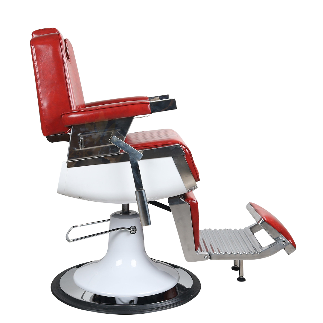 Antique High Class Heavy Duty Swivel Alexander Red Barber Chair - BC672