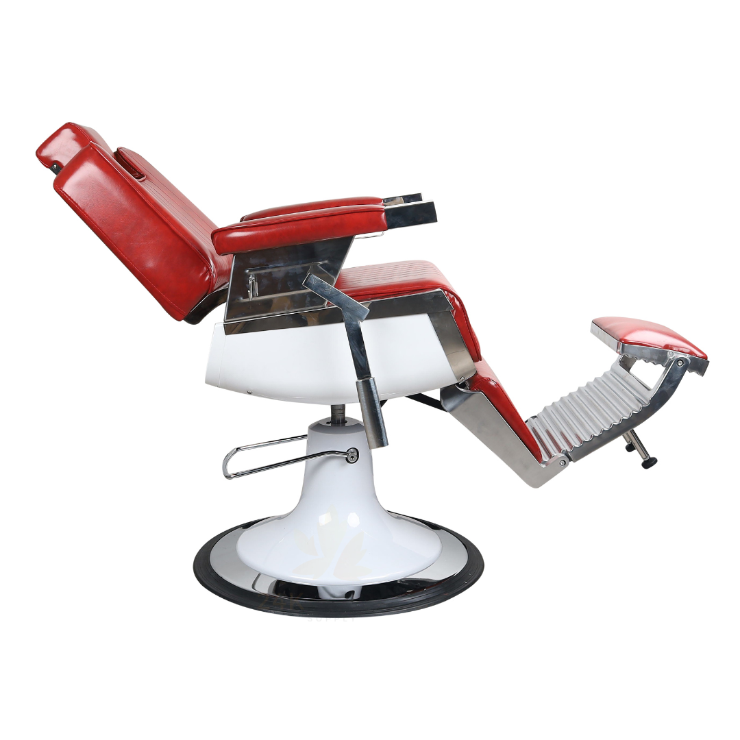 Antique High Class Heavy Duty Swivel Alexander Red Barber Chair - BC672
