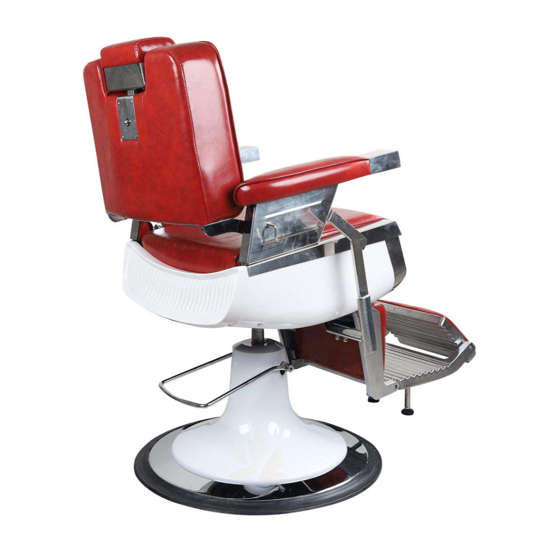 Antique High Class Heavy Duty Swivel Alexander Red Barber Chair - BC672
