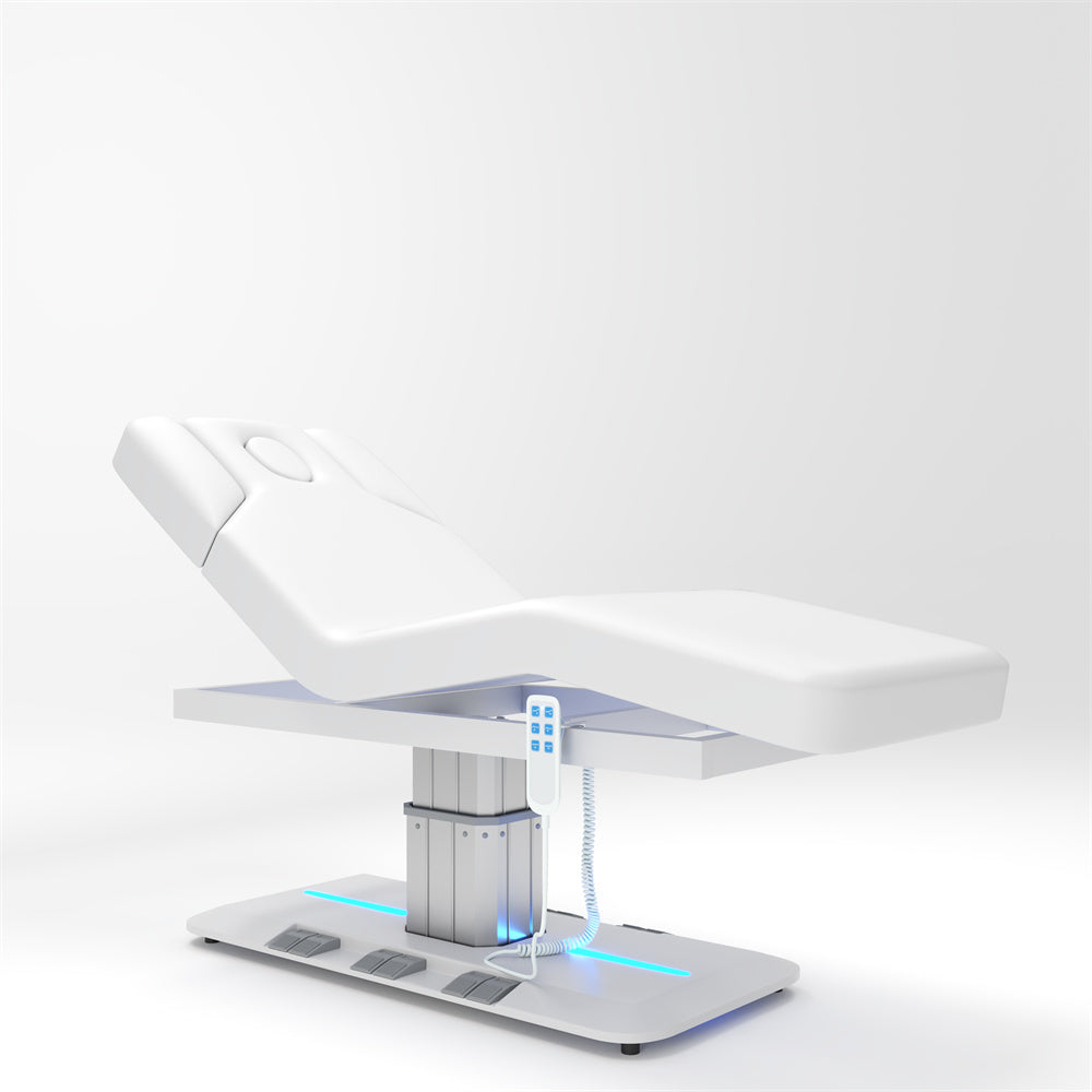 Electric 3-Motor Heated Massage Bed with LED Lighting and Heating