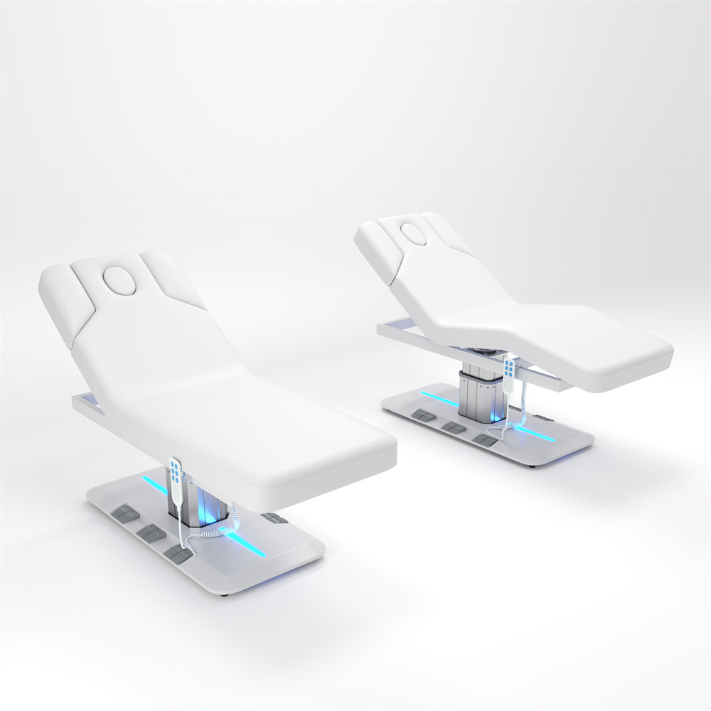 Electric 3-Motor Heated Massage Bed with LED Lighting and Heating