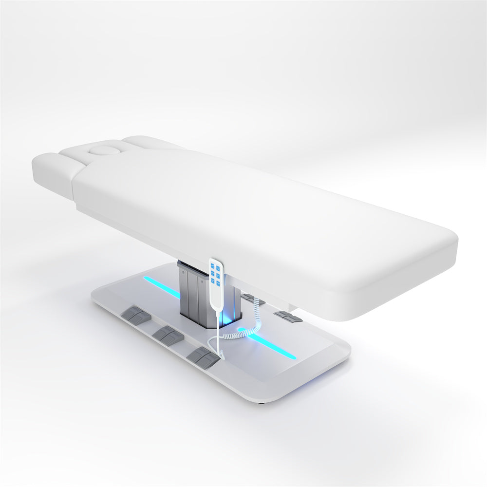Electric 3-Motor Heated Massage Bed with LED Lighting and Heating