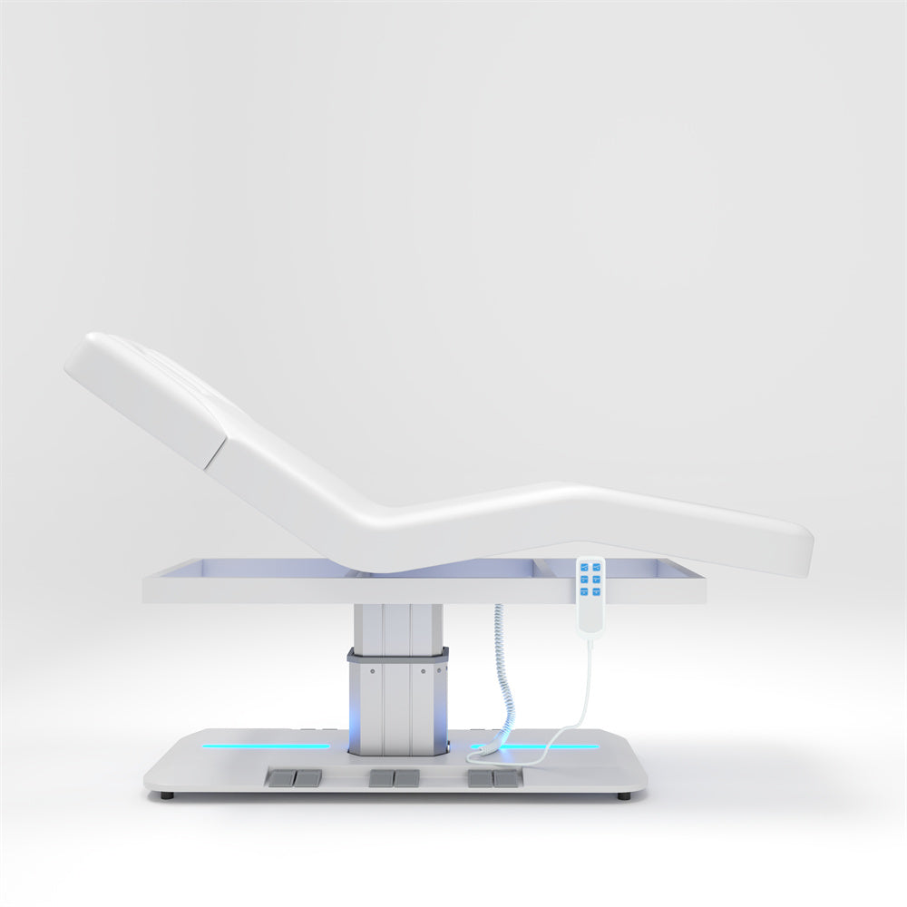 Electric 3-Motor Heated Massage Bed with LED Lighting and Heating