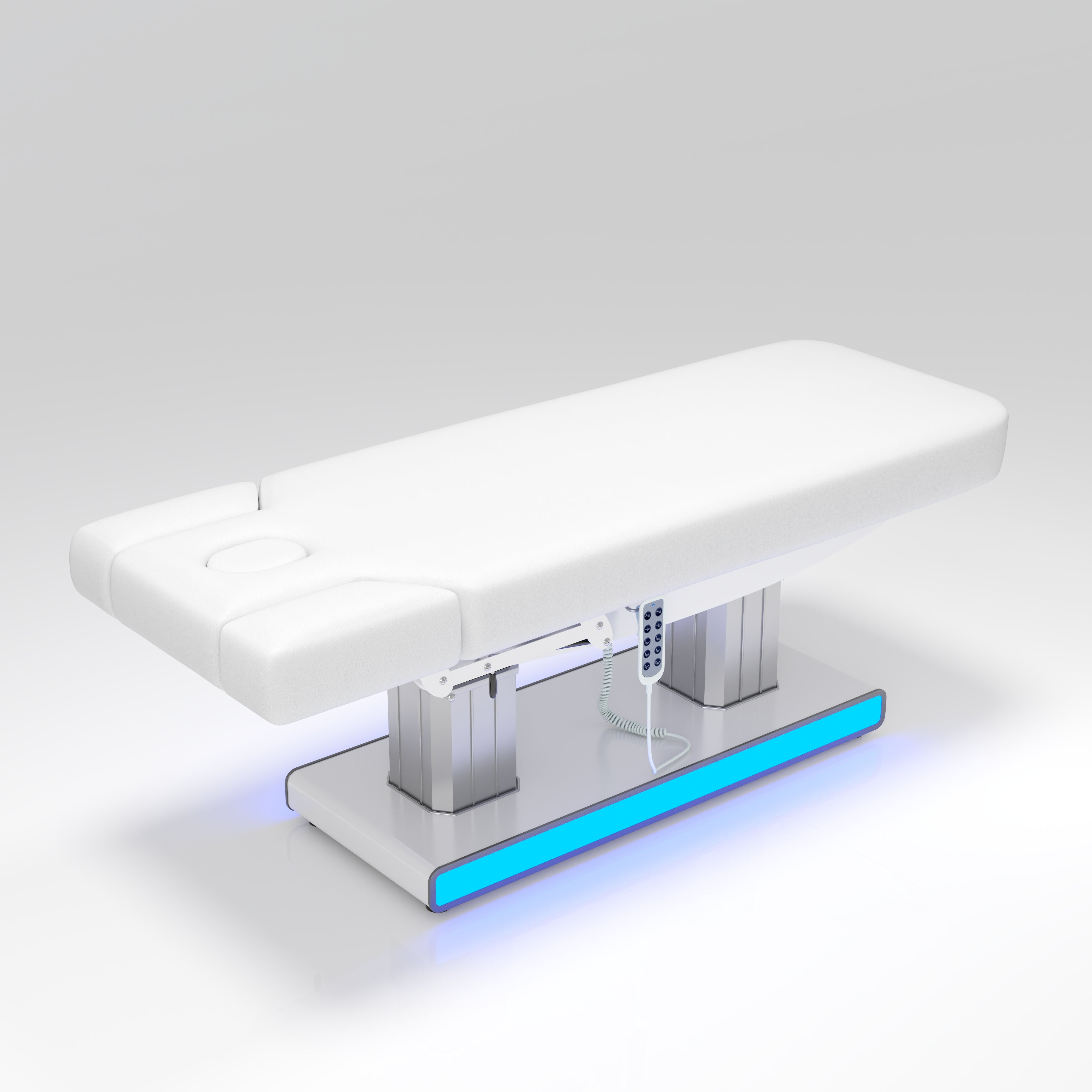 Electric 4-Motor Heated Massage Bed with LED Lighting