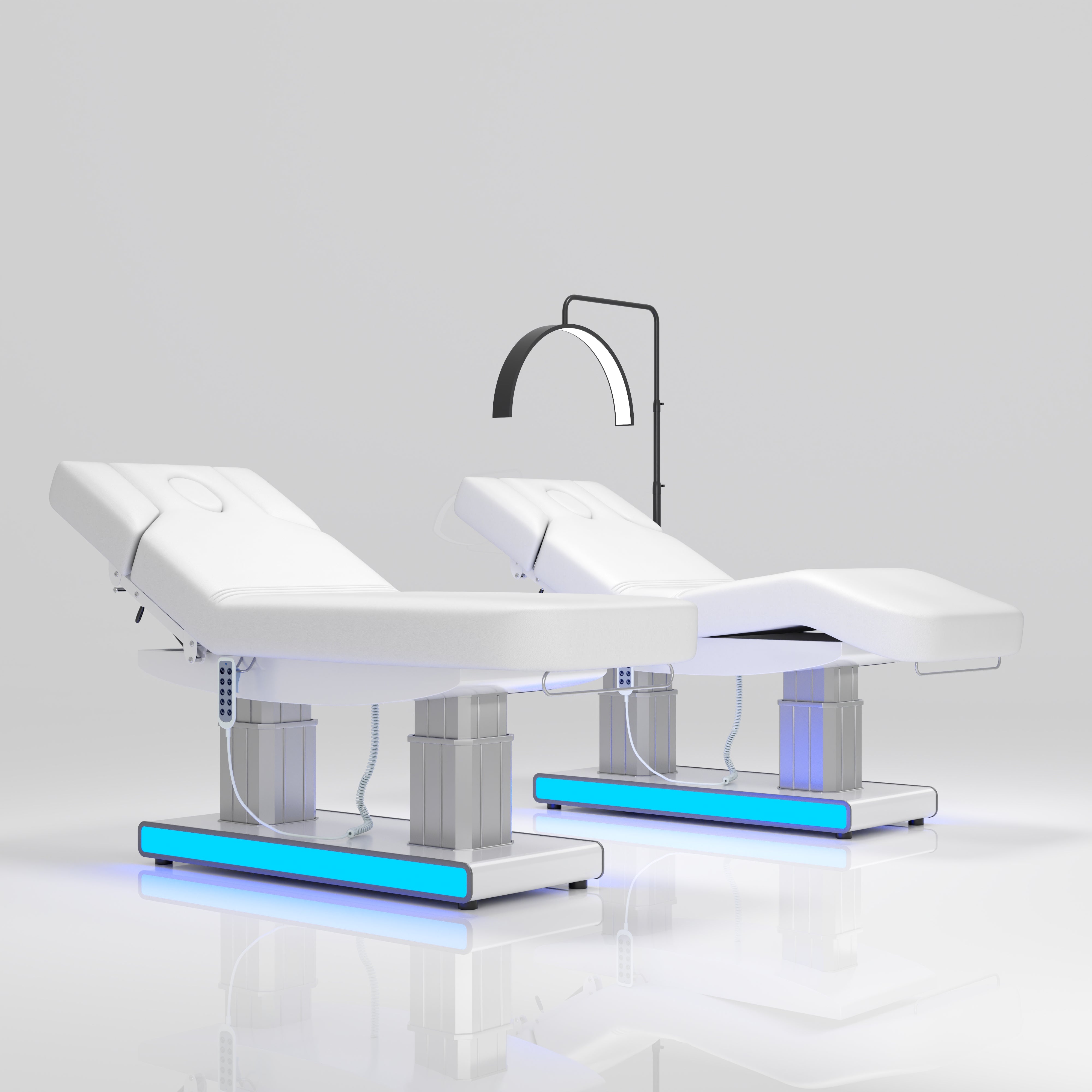 Electric 4-Motor Heated Massage Bed with LED Lighting