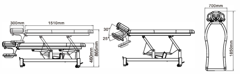 Table de massage électrique à 1 moteur avec plateau plat