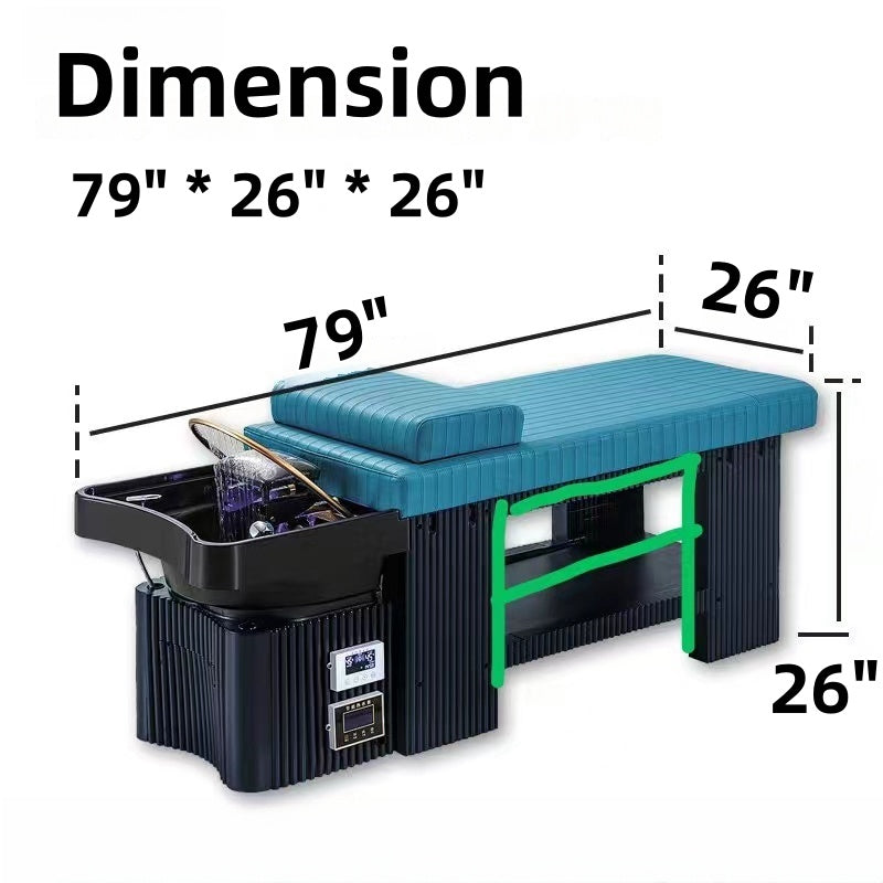 Metro JAPANESE THAI Scalp Head Spa Bed w/ Rolling Stool Integrated Water Circulation and Fumigation