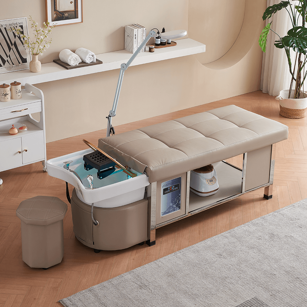 Multi-functional Massage & Pedicure Table With Backwash Shampoo Sink - 24K Maple Supply