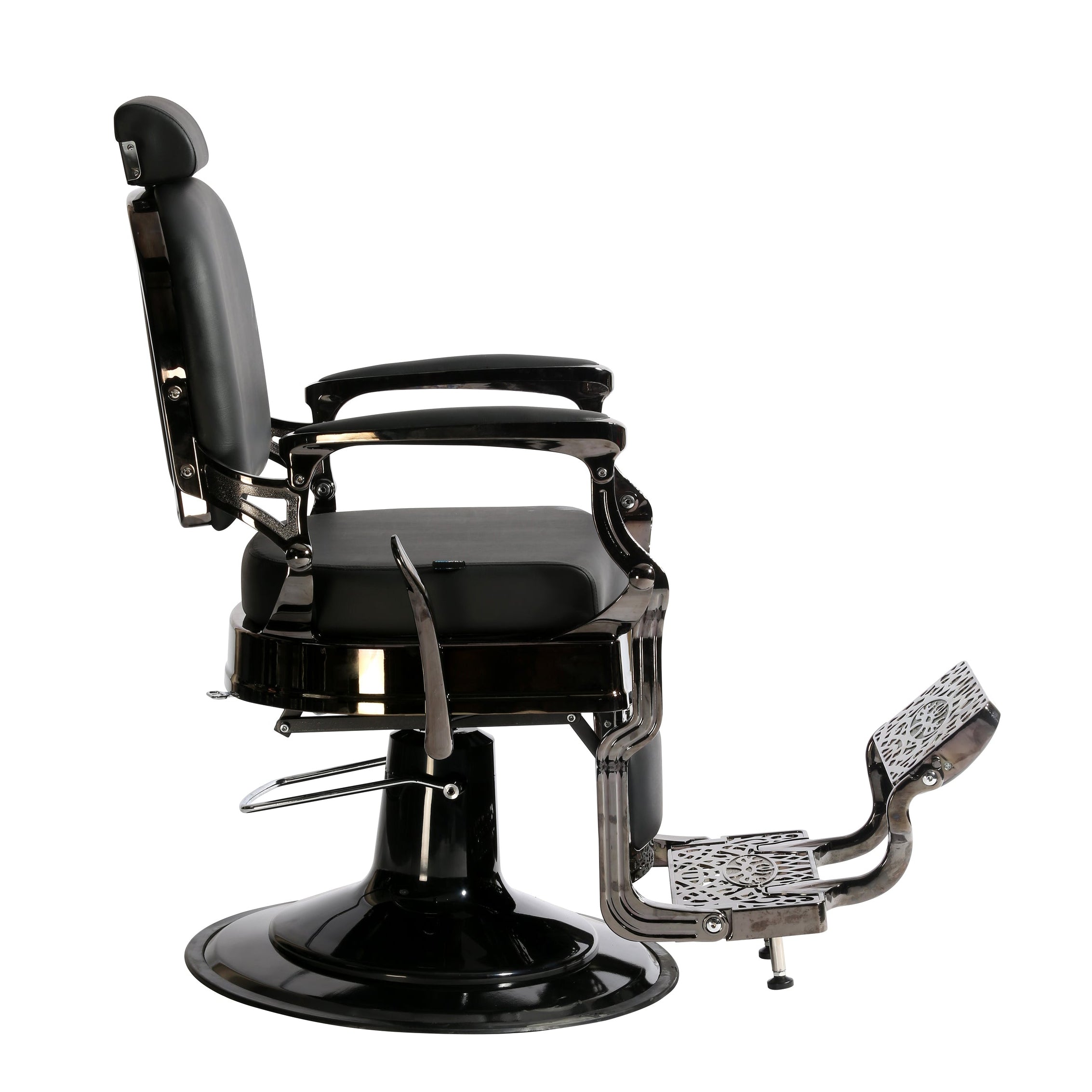 Premium Heavy Duty Luxury Black Barber Chair With Black Chrome Frame - BC931