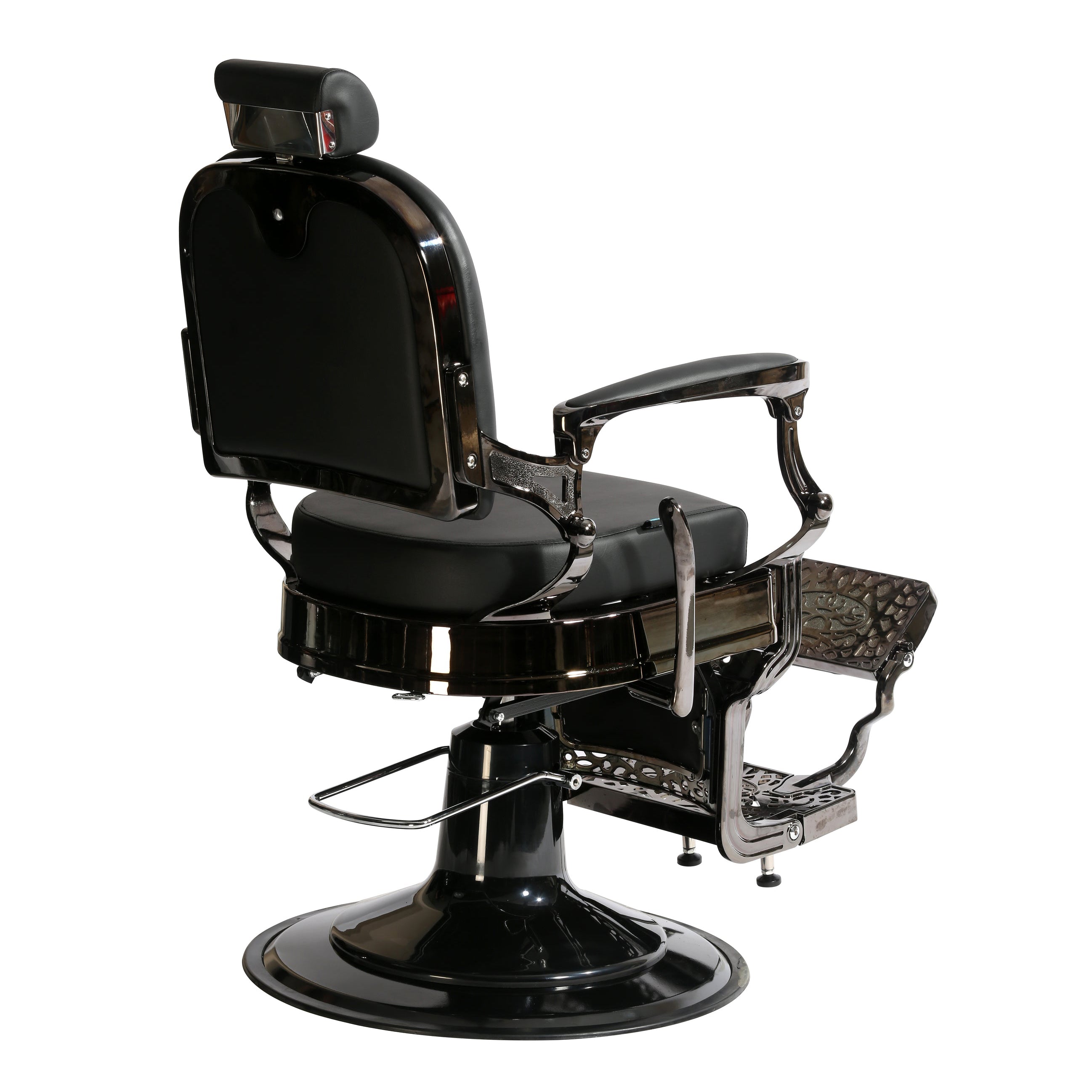 Premium Heavy Duty Luxury Black Barber Chair With Black Chrome Frame - BC931
