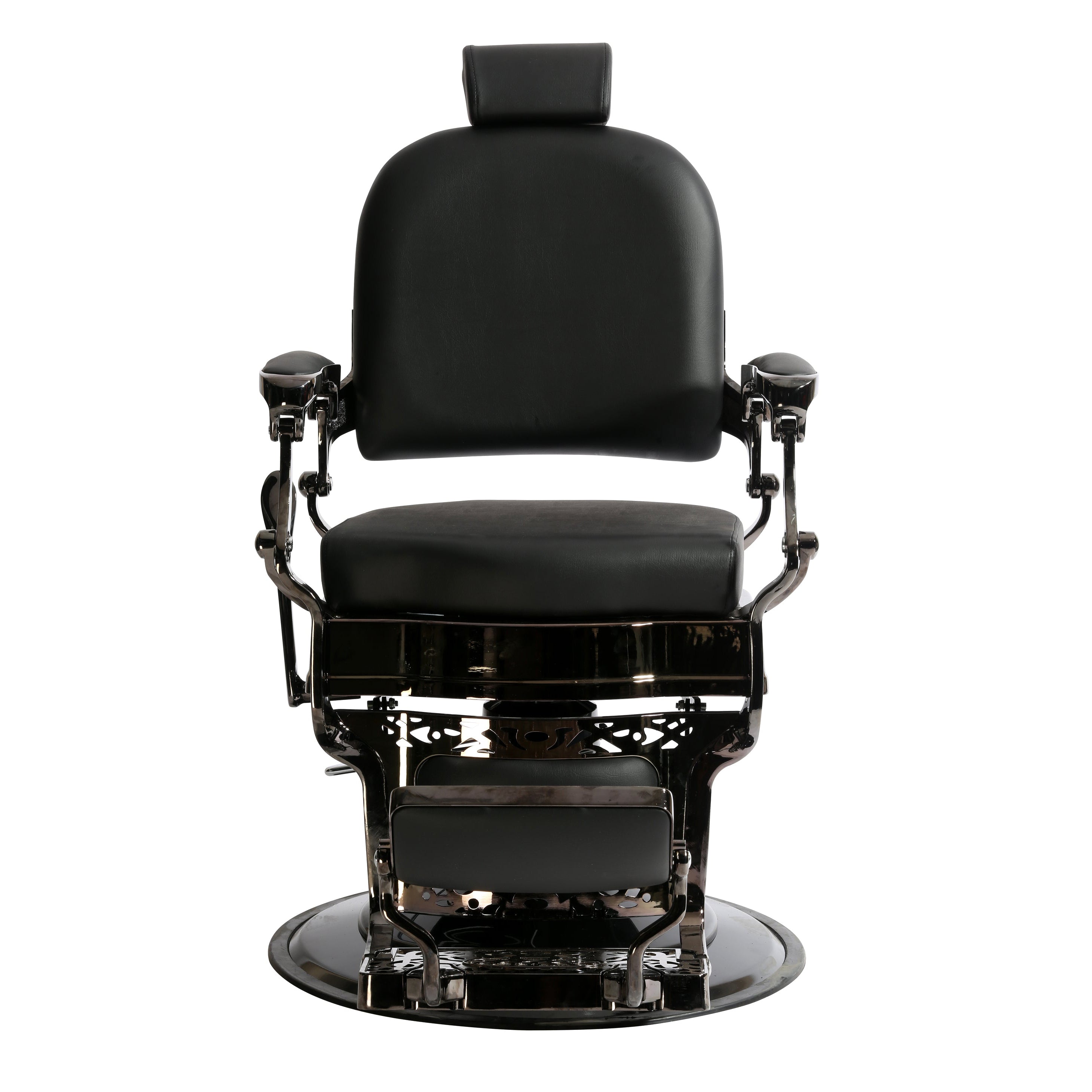 Premium Heavy Duty Luxury Black Barber Chair With Black Chrome Frame - BC931
