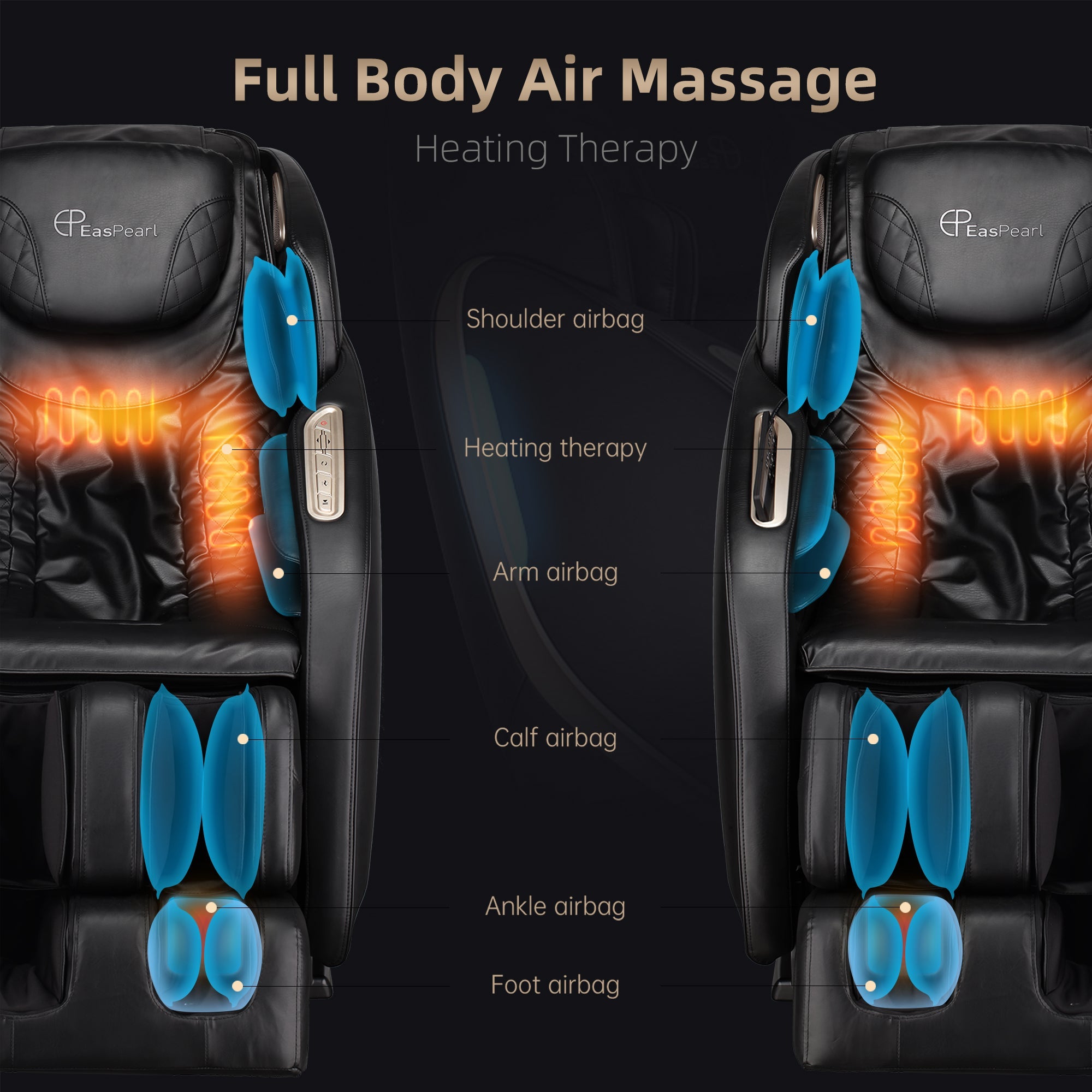 Fauteuil de massage Zero-G R8079 avec contrôle par application et chauffage du haut du dos iBooMas