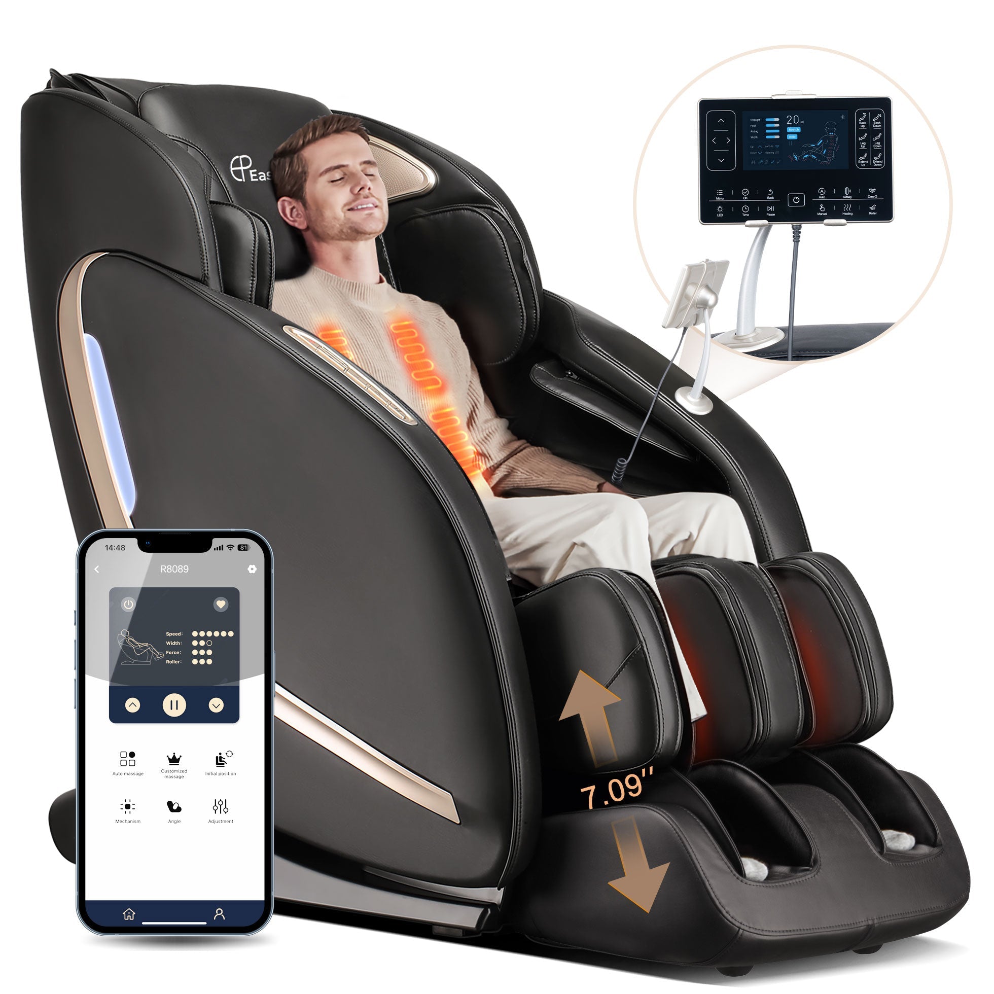 Fauteuil de massage Zero-G avec repose-pieds à extension automatique R8089 iBooMas