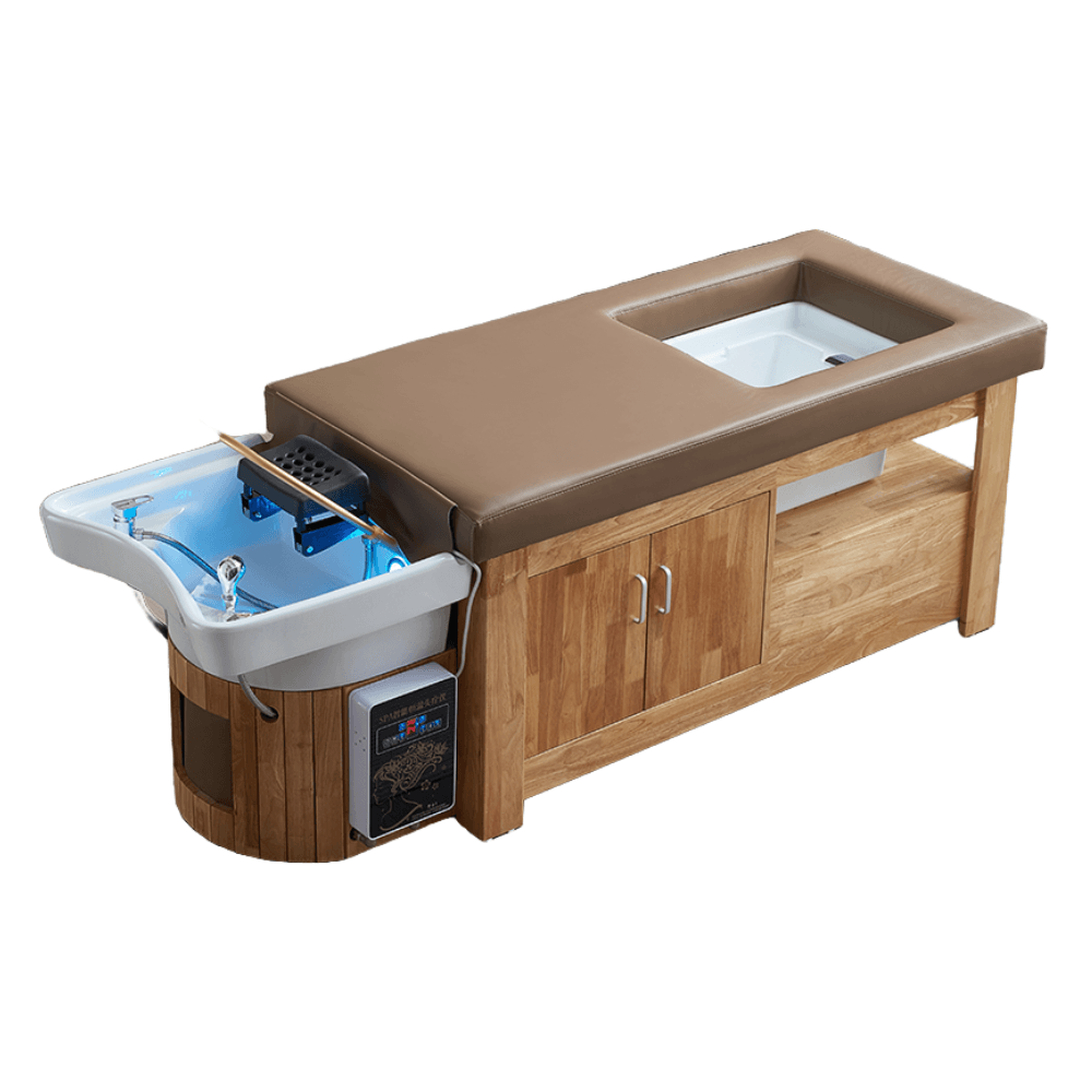 Wooden Multi-functional Massage & Pedicure Table With Backwash Shampoo Sink - 24K Maple Supply